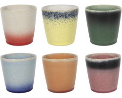 Studio Tavola Koffiekopjes - Senseo Kopjes - Fire - 200 ml - Set van 6 - Aardewerk - Diverse Kleuren en Patronen - Magnetron- en Vaatwasserbestendig