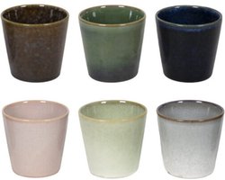 Studio Tavola Koffiekopjes- Wind - 200 ml - Set van 6 - Aardewerk - Diverse Kleuren - Magnetron- en Vaatwasserbestendig