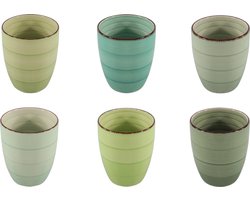 Studio Tavola - Koffiemok - 6 Stuks - Zonder Oor - Aardewerk - 340 ML - Green