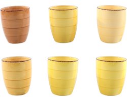 Studio Tavola - Koffiemok - 6 Stuks - Zonder Oor - Aardewerk - 340 ML - Sardegna