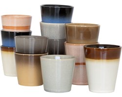 Studio Tavola Koffieset Earth - 12 Stuks: 6 Koffiekopjes 200 ml + 6 Cappuccinokopjes 310 ml - Mix Van Roze, Bruin, Zwart, Blauw & Grijs - Aardewerk, Vaatwasser & Magnetronbestendig