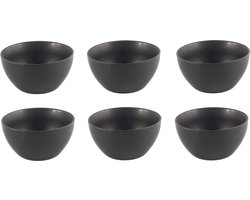 Studio Tavola Kom Black Tie Zwart - 6 Stuks Ø 14 cm - Aardewerk - Vaatwasserbestendig