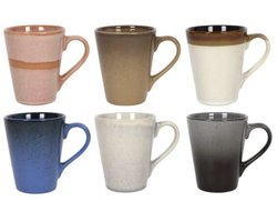 Studio Tavola Mok Earth Roze, Bruin, Wit, Zwart - 310 ml - 6 Stuks - Aardewerk, Magnetron- & Vaatwasserbestendig