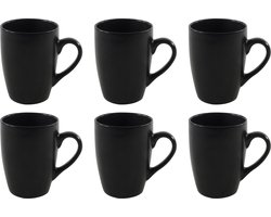 Studio Tavola Mokken Black Tie Zwart 350 ml - 6 Stuks - Aardewerk - Duurzaam Matzwarte Afwerking