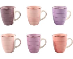 Studio Tavola Mokken Mykonos 350 ml - Set van 6 mokken voor koffie en thee - Hittebestendig tot 180 °C - Vaatwasser- en magnetronbestendig - Aardewerk - Ø 88 mm, Hoogte 105 mm - Bekers & Mokken