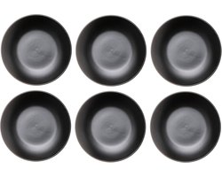 Studio Tavola Ontbijtborden Black Tie Zwart - 6 Stuks ø 19 cm - Aardewerk - Vaatwasser- & Magnetronbestendig