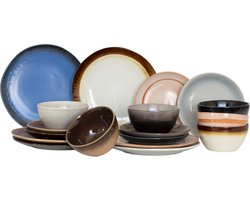 Studio Tavola Serviesset Earth Diverse Aardetinten 18-delig - Servies Set 6 Personen - Modern Design Aardewerk - Vaatwasser- & Magnetronbestendig