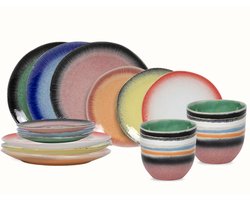 Studio Tavola Serviesset Fire 24-delige / 6 personen - 6 dinerborden, 6 ontbijtborden, 6 kommen en 6 kleine kommen