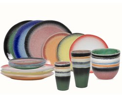 Studio Tavola Serviesset Fire 30-delig / 6 personen - 6 dinerborden, 6 ontbijtborden, 6 kommen, 6 koffiekopjes en 6 koffiebekers