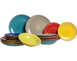 Studio Tavola Serviesset Malaga Divers 18-delig - Servies Set 6 Personen - Modern Design Aardewerk - Vaatwasser- & Magnetronbestendig
