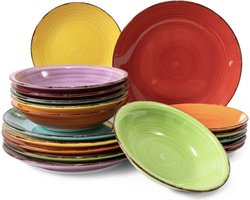 Studio Tavola Serviesset Sunny Summer Divers 18-delig - Servies Set 6 Personen - Modern Design Aardewerk - Vaatwasser- & Magnetronbestendig