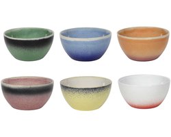 Studio Tavola Soepkommen Fire ø 14 cm - Set van 6 kleurrijke kommen - Ideaal voor soep, snacks en desserts - Vaatwasserbestendig - Duurzaam aardewerk - 140 x 75 mm - Servies - Kommen en schalen