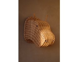 Studio Wildflower Harry the Hippo - Rotan dierenkop nijlpaard voor aan de wand - Kinderkamer decoratie
