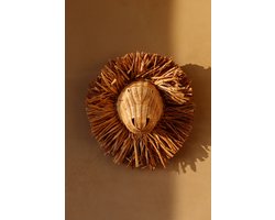 Studio Wildflower Louis the Lion - Rotan dierenkop leeuw voor aan de wand - Kinderkamer decoratie