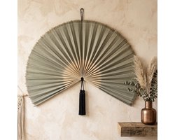 StudioBoho | Bamboe Waaier XL ⌀120cm | Boho Bohemian Woondecoratie Woonkamer Slaapkamer | Japandi Wanddecoratie | Bali Ibiza style waaier | Rotan / Zeegras decoratie | Wall fan Muurwaaier