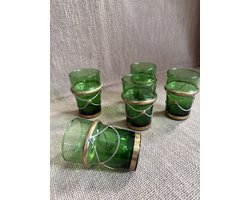 Studiofinds Marokkaanse glaasjes groen/goud/zilver – set van 5 – 165 ml
