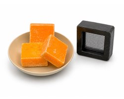 StudioLoes - Startset Amberblokjes Orange - 3 Geurblokjes + Schaaltje + Rasp - Beige schaaltje
