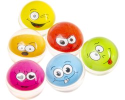 Stuiterballen 24 Stuks Rubberen Smiley stuiterballen - Party bag fillers voor kinderen - Verjaardagsspeelgoed voor kinderen - Meerkleurig met verschillende Varianten