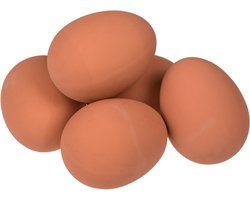 Stuiterend fop ei - 10x - rubber - bruin - 5 cm - stuiterbal fop eieren