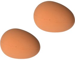 Stuiterend fop ei - 4x stuks - rubber - bruin - 5 cm - stuiterbal fop eieren