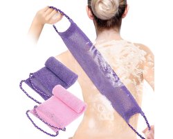 stuks Afrikaans exfoliërend net, Afrikaanse netspons exfoliërende rugscrubber voor de douche, Afrikaanse lange netten, douchesponzen, loofahs voor vrouwen, mannen, accessoires voor het wassen van het lichaam, roze, paars