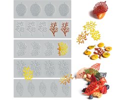 stuks bladvormen siliconen bakfondant tule mallen, holle 3D koraal takken en bladeren tule kant siliconen taartvormen, polymeer klei mallen voor bakken, hars, klei, suikerwerk, desserttaartdecoratie
