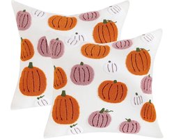 stuks Halloween kussenhoes 45 x 45 cm met geborduurde pompoen, roze en oranje kussenslopen voor de bank, woonkamer, huis, buitenfeestdecoratie, oranje en roze geborduurde pompoenen