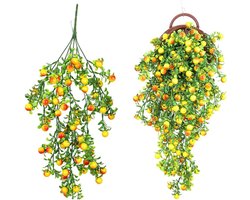 stuks kunstkerstplanten- UV-bestendig- rode bessen- hangende ornamenten van imitatiefruit voor tuin- feest- bruiloft en huisdecoratie (geel)