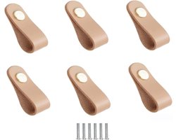 stuks lederen handgrepen meubelhandvat lederen meubels lederen lus voor kast handgrepen lederen kastdeur lade lederen meubelknoppen met schroeven, 75x25mm (beige)