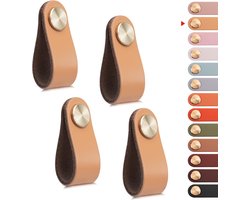 stuks leren meubelgrepen, kastdeurknoppen, leren ladeknoppen, vintage meubelgrepen voor kasten, dressoirs, keukens en badkamers (beige, enkel gat)