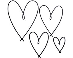 stuks metalen hartvormige wanddecoratie in 4 maten, minimalistische zwarte stalen liefdessymbolen, harten als wanddecoratie, hangende sculpturen en ornamenten voor slaapkamer, woonkamer, kantoor, thuis, bruiloft