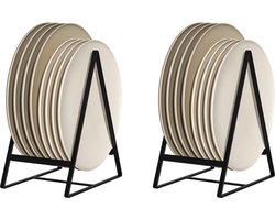 Stunq 2 Pack Driehoekige Plaathouders Organisers Upright Kabinet Plaat Drogen Rekken Metalen Plaat Schijf Organisers Rekken Stand voor Countertop en Cupboard Zwart