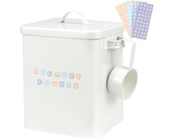 Stunq® 6 L wasmiddelopslag waspoeder opbergdoos metaal met etiketten waspoeder doos voor het bewaren van voer diervoer container wasmiddelcontainer