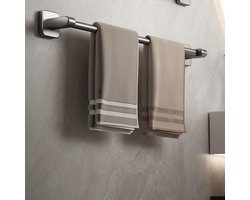 Stunq Badkamer-handdoekstang, handdoekhouder voor badkamer, wandmontage, zelfklevende badkamerhanddoekhouder, moderne woondecoratie, handdoekstang, grijze enkele stang (grijs, 40 cm)