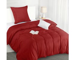 Stunq® Beddengoed Set van Microvezel Stof met Rits Sluiting in Rijke Rode Kleur