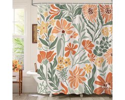 Stunq® Boho Douchegordijn met Retro Bloemenprint - Waterdicht en Schimmelwerend