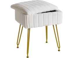 Stunq® Comfortabele Velours Stoel met Verborgen Opslag en Robuuste Metalen Constructie - Perfect voor Slaapkamer of Cosmetische Ruimte