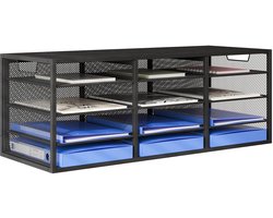 Stunq® Documenten papier Organizer Stijlvolle en functionele bureau-organizer met 12 stapelbare opbergvakken Tijdschriften rek 80 x 31 x 30 cm Zwart