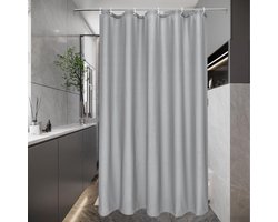 Stunq® Douchegordijn 100x200 cm grijs smal - Waterdicht polyester - Schimmelwerend en wasbaar met 6 ophangringen