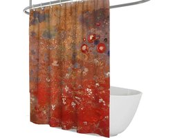 Stunq® Douchegordijn met artistiek rood design - Waterdicht en kreukbestendig