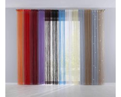 Stunq® Draadgordijn, H x B 250 x 140 cm, crème met trekkoord en ingenaaide plooiband, geschikt voor gordijnroedes en gordijnrails, draadgordijn, ruimteverdeler