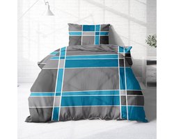 Stunq® Flanellen beddengoed 135 x 200 cm, 2-delige beddengoedset in ruitdesign, beddengoed 135 x 200 cm en kussen 80 x 80 cm, knuffelig beddengoed