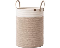Stunq® Gevlochten mand, opbergmanden van katoenen touw, grote katoenen mand, wasmand voor deken, kinderspeelgoed, mand L, wasmand voor kinderkamer.