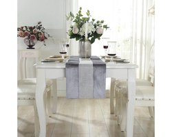 Stunq® Grijze Tafelloper 32 x 180 cm Glitter Tafelloper Zilveren Diamant Tafelloper voor Keukentafel, Salontafel, Ladekast, Wijnkast Decoratie (180 cm, Grijs)