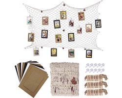 Stunq® Houten Wanddecoratie Set met Touw en Klemmen - Multifunctionele Presentatie