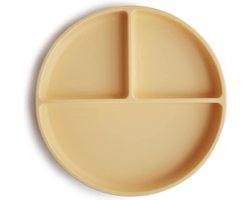 Stunq® Kinderbord split met antislip zuignap, siliconen servies voor baby's en peuters, BPA-vrij, vaatwasmachinebestendig, hoogwaardige en duurzame eerste uitrusting, bleke narcis