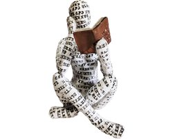 Stunq® Lezingsstandbeeld, plankdecoratie, decoratieve figuren, decoratieve woonkamer, huiswinkeldecoratie, lezer, moderne abstracte kunst sculpturen decoratie, kantoordecoraties, polyresin, cadeau