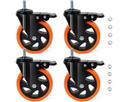 Stunq® Meubelwielen 125 mm Zwaar uitgevoerde wielen 12 mm x 25 mm (1/2-12UNC) Meubelwielen met rem Zwenkwielen 700 kg Lasttransportwielen