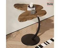 Stunq® Mid-century bijzettafel met organisch houten blad en zwart metalen onderstel