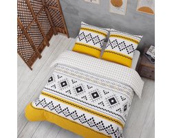 Stunq® Onvoge Beddengoed 200 x 200 cm, 3-delige Gele set, Ademend, Renforcé Beddengoed met 1 x Dekbedovertrek 200 x 200 cm + 2 x Kussenslopen 65 x 65 cm, Geel Beddengoed